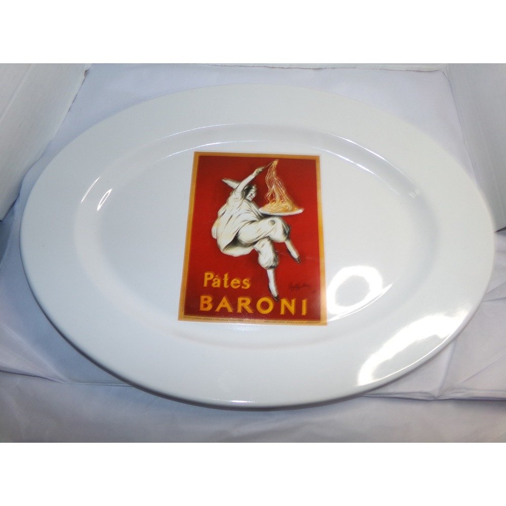 Pottery Barn Vintage Poster Pasta Platter Pates Baroni Oval White